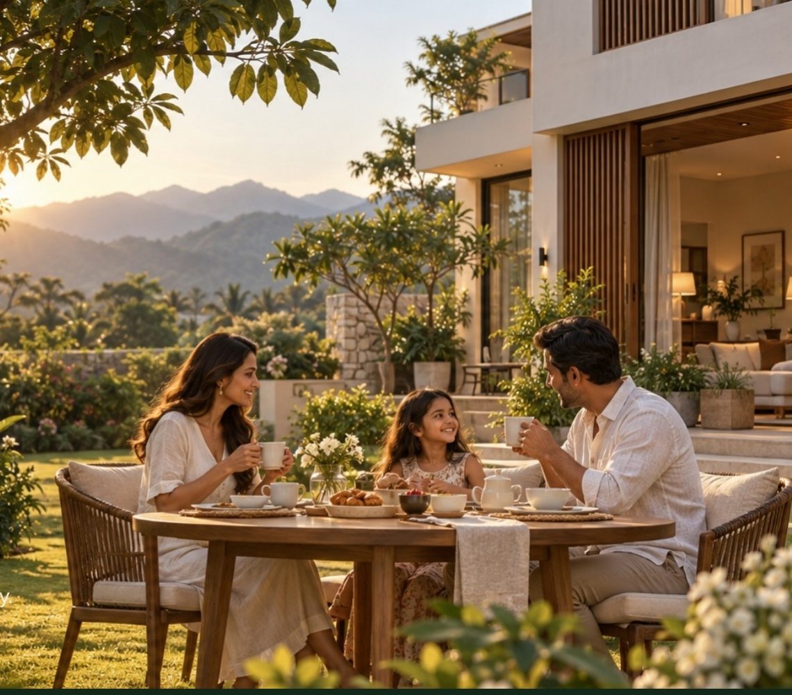 A family at an Aureva villa (concept)